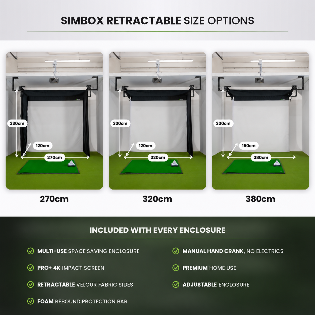 Golfbays Retractable Simbox Golf Simulator Enclosure - W 12